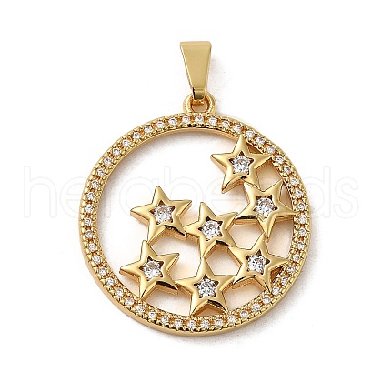Rack Plating Brass Micro Pave Cubic Zirconia Pendants KK-P241-27G-1