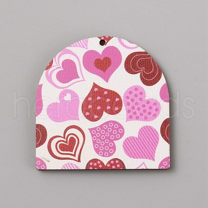Single Face Printed Heart Wood Pendants WOOD-CJC0011-07A-1