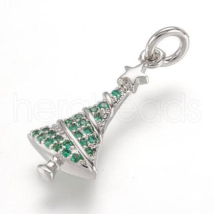 Brass Micro Pave Cubic Zirconia Pendants ZIRC-G107-15P-1