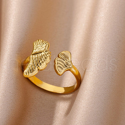 Simple Style 304 Stainless Steel Cuff Rings for Women FS-WGD177D-07-1