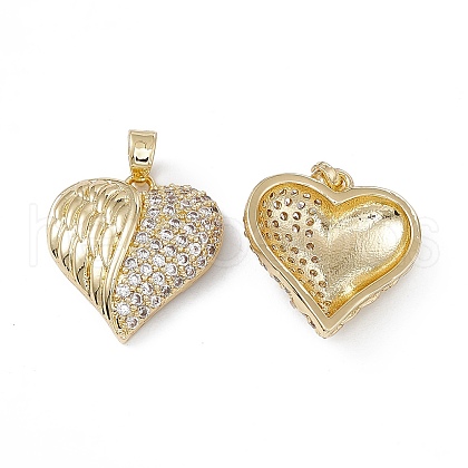 Brass Clear Cubic Zirconia Pendants KK-E068-VA126-2-1
