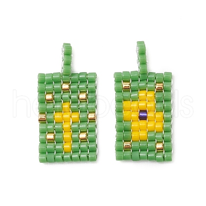 2 Pcs Glass Seed Bead Pendants PALLOY-MZ00246-02-1