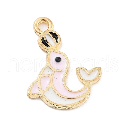 Light Gold Plated Alloy Enamel Pendants ENAM-M219-11KCG-02-1