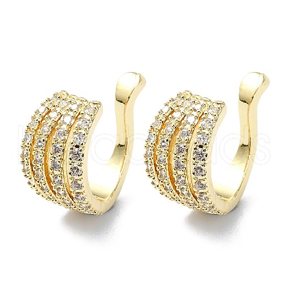 Rack Plating Brass Micro Pave Cubic Zirconia Cuff Earring EJEW-C086-06G-1