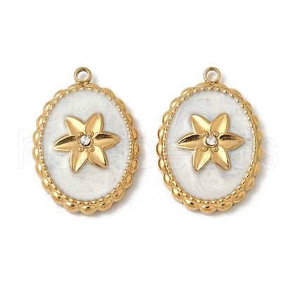 304 Stainless Steel Enamel Pendants STAS-V015-36G-1