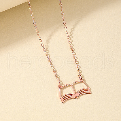 Fashionable Iron Hollow Out Book Pendant Necklaces for Women FS-WG9E5D2-03-1