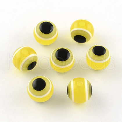 Round Evil Eye Resin Beads RESI-R159-6mm-12-1