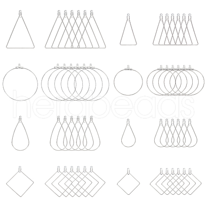 Unicraftale 80Pcs 8 Styles 304 Stainless Steel Wire Pendants STAS-UN0022-85-1