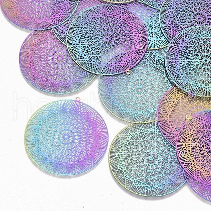 Ion Plating(IP) 201 Stainless Steel Filigree Pendants X-STAS-S108-65-1