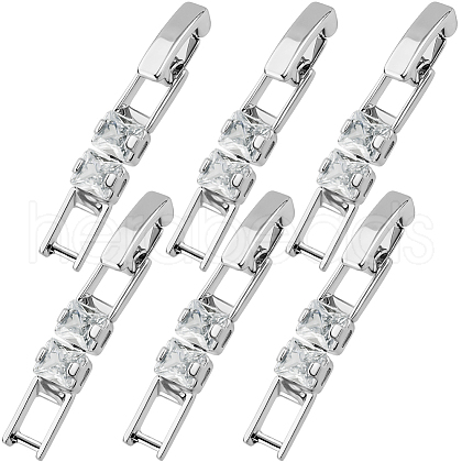 Beebeecraft 6Pcs Brass Pave Clear Cubic Zirconia Watch Band Clasps KK-BBC0014-03S-1
