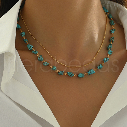 Vintage Brass Double Layered Necklace XN8409-1
