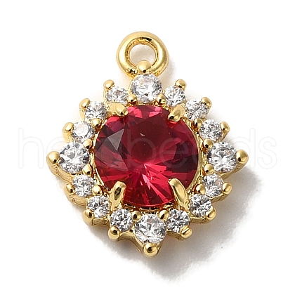 Brass Micro Pave Clear Cubic Zirconia Pendants KK-S391-01G-C-1