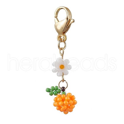 Glass Seed Beaded Fruits Pendant Decorations HJEW-MZ00154-1