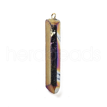 Electroplated Natural Quartz Pendants G-P315-B01-06G-1