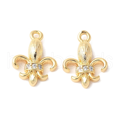 Brass Micro Pave Clear Cubic Zirconia Pendants X-KK-U064-10G-1