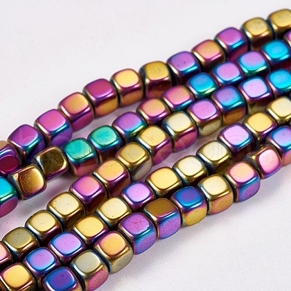 Electroplate Non-magnetic Synthetic Hematite Beads Strands G-J172-4x4mm-03-1