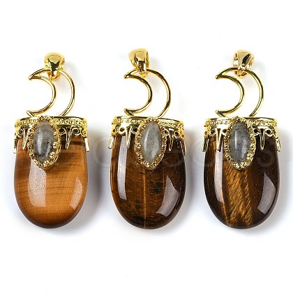 Natural Tiger Eye Pendants G-L524-17G-08-1