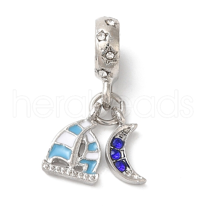 Rack Plating Alloy Rhinestone European Dangle Charms PALLOY-S189-13P-1