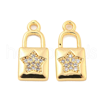 Brass Micro Pave Clear Cubic Zirconia Pendants KK-G492-03A-G-1