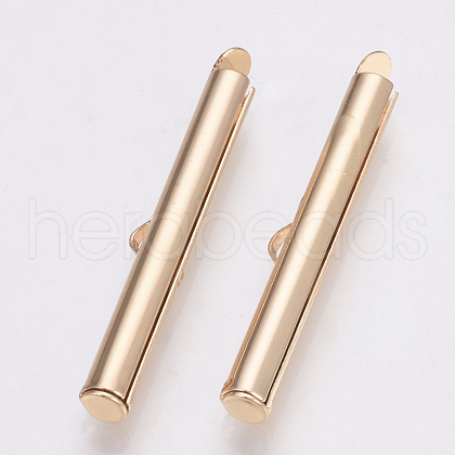 Brass Slide On End Clasp Tubes X-KK-Q747-11H-KC-1