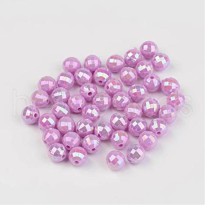 Faceted Colorful Eco-Friendly Poly Styrene Acrylic Round Beads SACR-K001-6mm-49-1