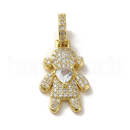 Rack Plating Brass Micro Pave Clear Cubic Zirconia Pendants KK-R158-02A-G-1