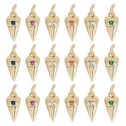 GOMAKERER 20Pcs Brass Micro Pave Cubic Zirconia Pendants KK-GO0002-10-1
