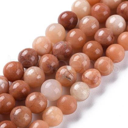 Natural Pink Aventurine Round Beads Strands G-S147-6mm-1
