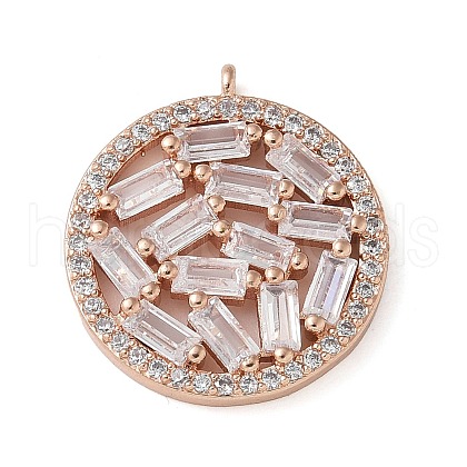Brass Micro Pave Cubic Zirconia Pendants KK-C086-01RG-1