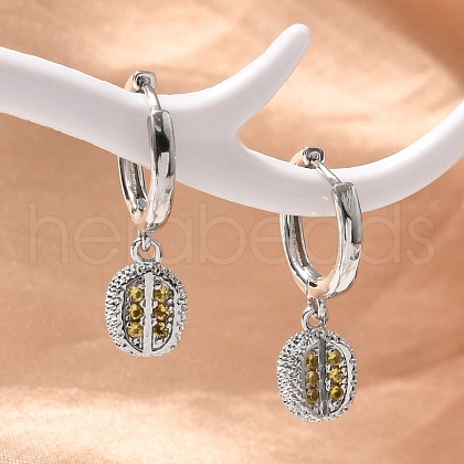 Brass Cubic Zirconia Hoop Earrings EJEW-Q015-01P-D-1
