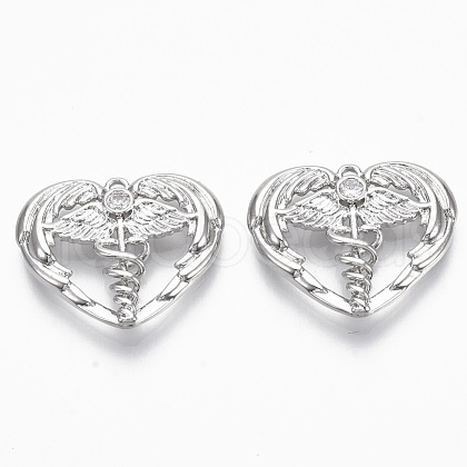 Brass Micro Pave Cubic Zirconia Pendants KK-R130-020P-NF-1