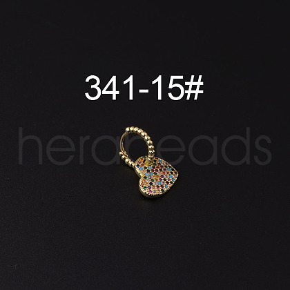 Brass Micro Pave Colorful Cubic Zirconia Dangle Hoop Cartilage Earrings WG676EA-15-1