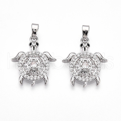 Brass Micro Pave Cubic Zirconia Pendants KK-N257-04P-1