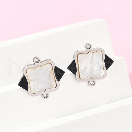 304 Stainless Steel Rhinestone Stud Earrings EJEW-Z089-05P-1
