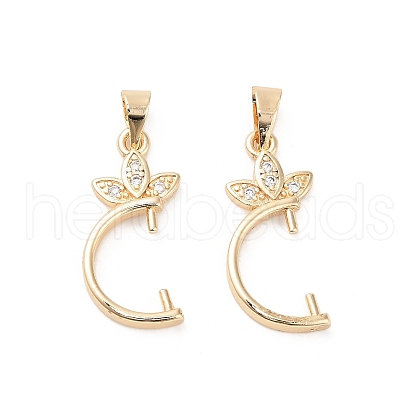 Brass Micro Pave Clear Cubic Zirconia Pendants Bails KK-B133-04G-02-1