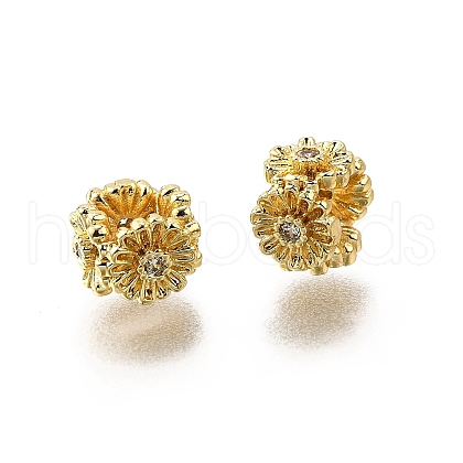 Brass Micro Pave Cubic Zirconia Beads KK-C106-25A-G-1