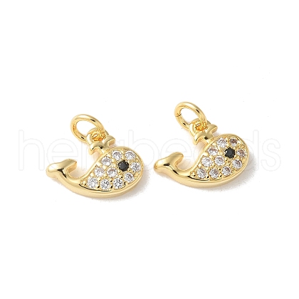 Brass Micro Pave Clear Cubic Zirconia Pendants KK-Q031-09G-1