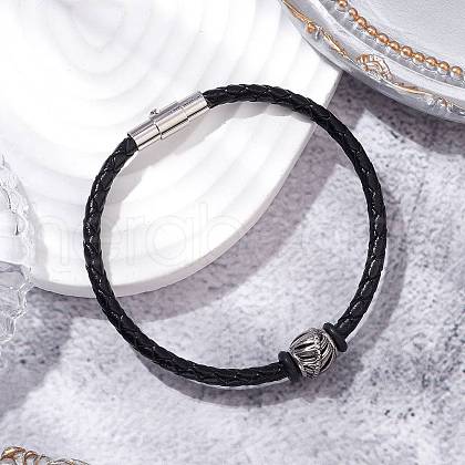 Braided Leather Cord Bracelets BJEW-JB11387-06-1