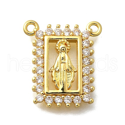 Brass Micro Pave Clear Cubic Zirconia Rectangle with God Pendants KK-D295-29G-1