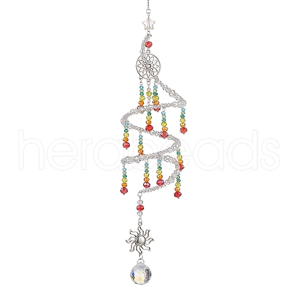 Glass Beaded Pendant Decoration HJEW-TA00233-1