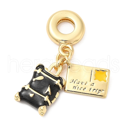 Brass Enamel European Dangle Charms KK-D027-13G-03-1