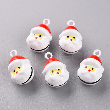 Christmas Baking Painted Brass Bell Pendants KKB-S002-007-1