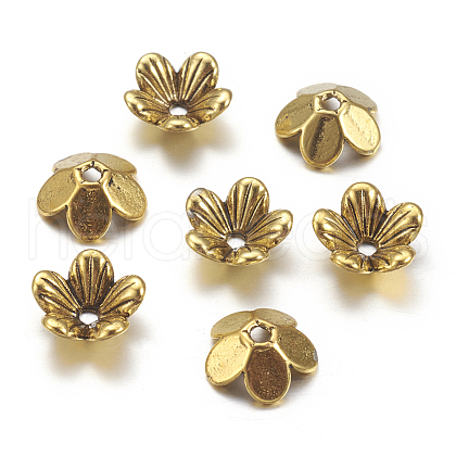 Tibetan Style Flower Alloy Bead Caps X-TIBEP-S192-AG-NR-1