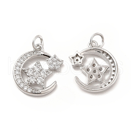 Brass Micro Pave Cubic Zirconia Pendants KK-E068-VB414-1