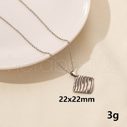 304 Stainless Steel Geometric Rhombus Pendant Necklace for Women GD7142-3-1