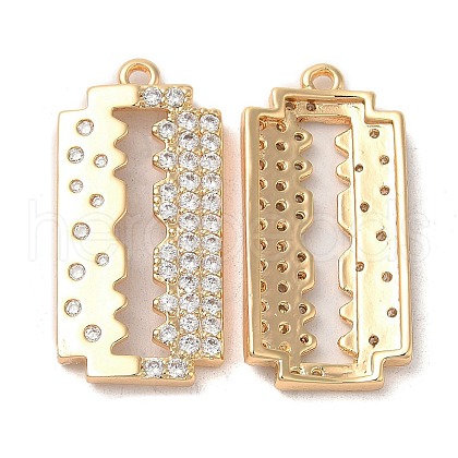 Brass & Cubic Zirconia Pendants KK-G468-65G-1