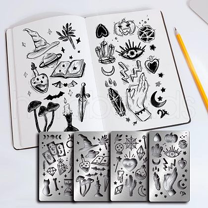Fingerinspire 4Pcs 4 Style Custom 304 Stainless Steel Cutting Dies Stencils DIY-FG0002-02-1