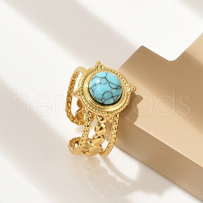 Natural Turquoise Finger Rings RJEW-Q006-01A-G-1