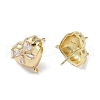 Brass with Cubic Zirconia Stud Earrings Findings KK-B087-10G-2