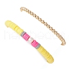 2Pcs 2 Styles Teachers' Day Handmade Polymer Clay Heishi Beaded Bracelet & Brass Spacer Beads Bracelet Set BJEW-TA00623-5